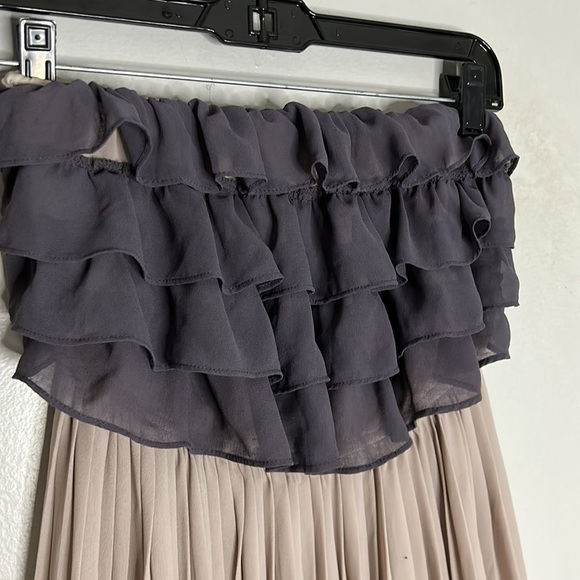 YA strapless color lock maxi dress ruffle upper relaxed fit mini style small - Picture 2 of 4